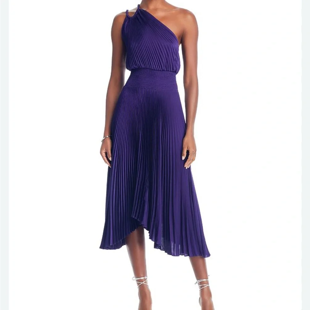 A.L.C. Ruby Pleated One Shoulder Dress size 8 - Picture 5 of 12